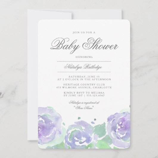 Einfach Serene Babydusche Einladung (Vorderseite)