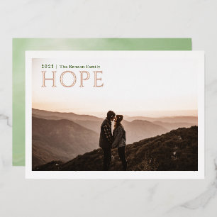Einfach Serif HOPE Grün Aquarell Echt Folien Feiertagskarte