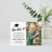 einfach | Sie hat es Save the Date im Foto gemacht Postkarte (Stehend Vorderseite)