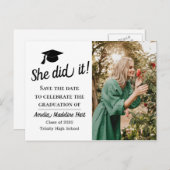 einfach | Sie hat es Save the Date im Foto gemacht Postkarte (Vorne/Hinten)