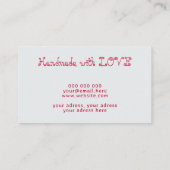 Einfach silberner Haken, handgefertigt mit Liebe Visitenkarte (Rückseite)