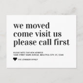 Einfach sind wir bewegt Kommen Sie besuchen Anruf Ankündigungspostkarte (Vorderseite)