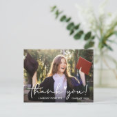 Einfach Skript Abschluss Foto Vielen Dank Postkarte (Stehend Vorderseite)