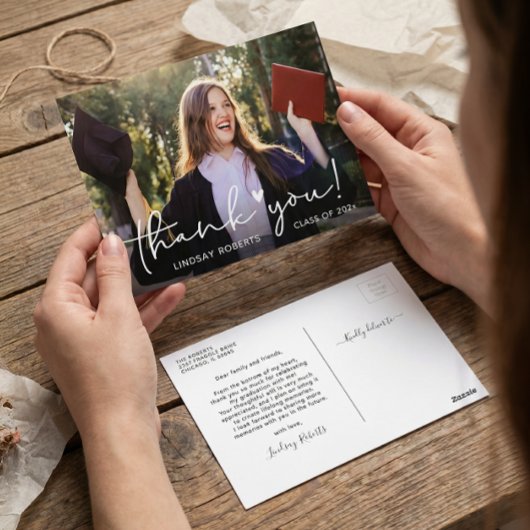 Einfach Skript Abschluss Foto Vielen Dank Postkarte