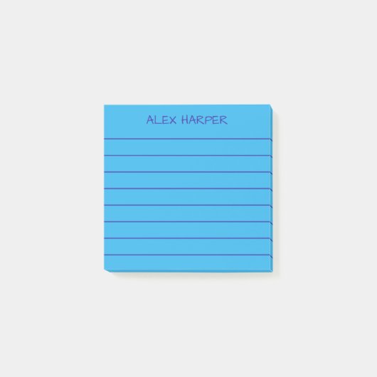 Einfach Sky Blue Add Name Lined Post-it Klebezettel (Vorderseite)