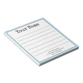 Einfach Sky Blue Retro Fügen Sie Ihren Namen Lined Notizblock (angewinkelt)