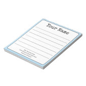 Einfach Sky Blue Retro Fügen Sie Ihren Namen Lined Notizblock (Rotiert)
