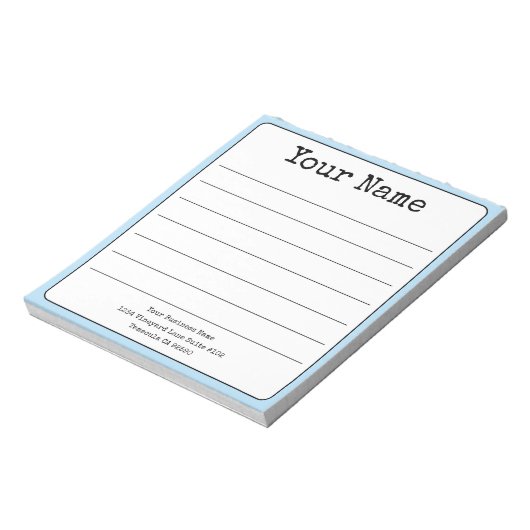Einfach Sky Blue Retro Fügen Sie Ihren Namen Lined Notizblock (Rotiert)