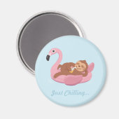 Einfach Sloth Pink Flamingo Float Magnet abkühlen (Vorderseite/Rückseite)
