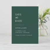 Einfach Smarald Green Typografie Moderne Save The Date (Stehend Vorderseite)