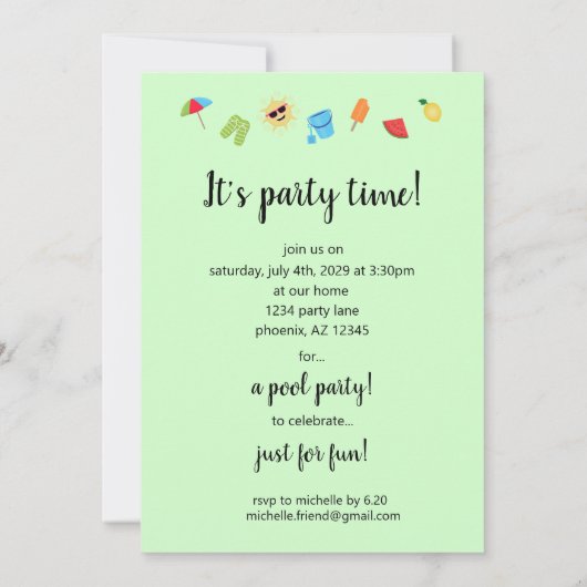 Einfach Sommer Einladung (Rückseite)