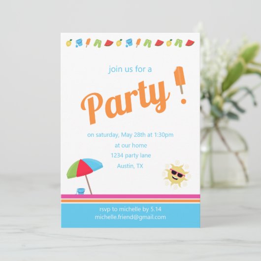 Einfach Sommer Einladung (Stehend Vorderseite)