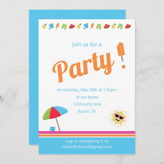 Einfach Sommer Einladung (Vorne/Hinten)