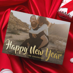 Einfach Spaß Frohe Weihnachten Familie Gold Foto F Folien Feiertagspostkarte