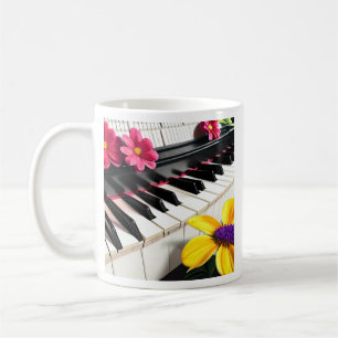 Einfach Spielen   Klavier und bunte Blumen Kaffeetasse