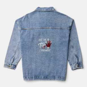 Einfach Spitze Versprechen Halloween Bluthand Kreu Jeansjacke