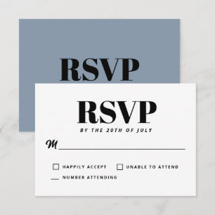 Einfach Staubblau Modernes Minimalistisches RSVP Karte