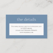Einfach staubige blaue Hochzeit. Details. Website Begleitkarte (Vorderseite)