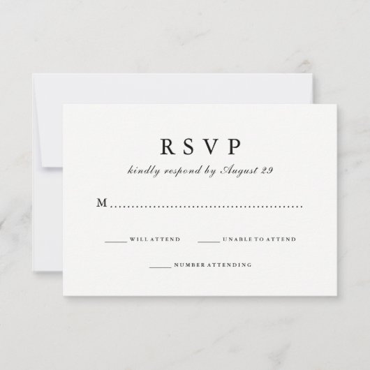 Einfach stilvoll | Black Reverse Wedding Response RSVP Karte (Vorderseite)