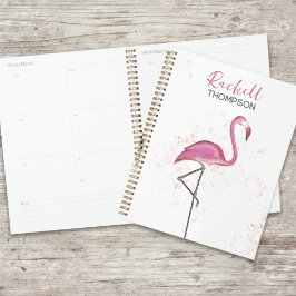 Einfach stilvoll Chic Pink Flamingo Watercolor Planer