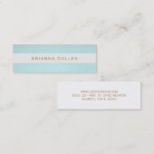 Einfach Stilvoll gestreift Türkis blau Elegant Mini Visitenkarte (Vorne/Hinten)