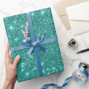 Einfach stilvoll glamourös Türkis funkelnd Glitter Geschenkpapier