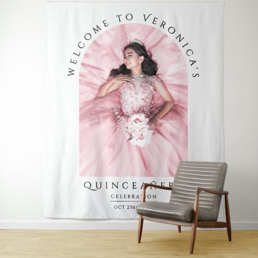 Einfach, stilvoll in Weiß mit klassischem Foto Wandteppich (Beispiel)