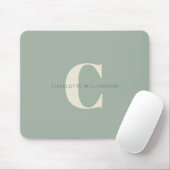 Einfach Stilvolle Chic Monogram Name in Sage Green Mousepad (Mit Mouse)