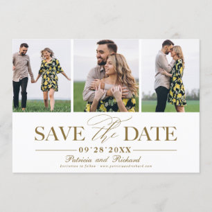 Einfach stilvolle Hochzeit Save The Date 3 Foto Einladung