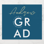 Einfach stilvolle Navy Blue Grad Moderner, feiner Schaumweinetikett (Einzelnes Label)