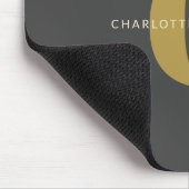 Einfach stilvoller Chic Monogram Name in Black Gol Mousepad (Ecke)