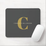 Einfach stilvoller Chic Monogram Name in Black Gol Mousepad<br><div class="desc">Einfach stilvoller Chic Monogram Name in Black and Gold Mouse Pad</div>