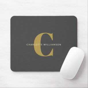 Einfach stilvoller Chic Monogram Name in Black Gol Mousepad