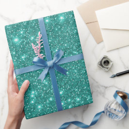 Einfach stilvoller Glam Türkis Sparkling Glitzer Geschenkpapier