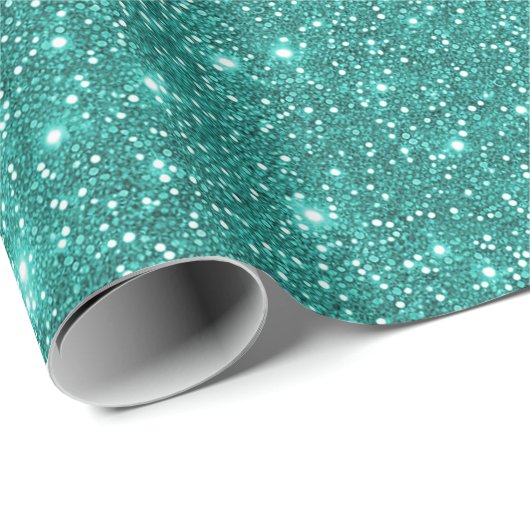 Einfach stilvoller Glam Türkis Sparkling Glitzer Geschenkpapier (Rolleneckpunkt)