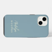 Einfach stilvoller moderner Script Name Dusty Blue iPhone Hülle (Rückseite (Horizontal))