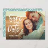 Einfach stilvolles modernes Typografie-Foto | Weiß Save The Date (Vorne/Hinten)