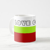 Einfach Streifen Frühlingsrot + Text / Idee Kaffeetasse (Vorderseite Links)