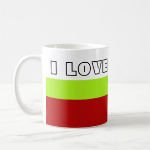 Einfach Streifen Frühlingsrot + Text / Idee Kaffeetasse