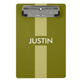 Einfach Streifen Oliven grün + Ihr Name / Ideen Mini Klemmbrett