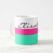 Einfach Streifen rosa Minze + Ihr Name / Ideen Kaffeetasse (Vorderseite Links)