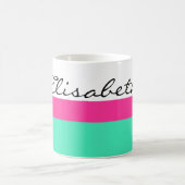 Einfach Streifen rosa Minze + Ihr Name / Ideen Kaffeetasse (Mittel)