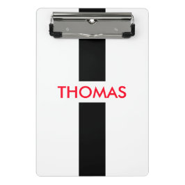 Einfach Streifen schwarz + Ihr Name / Ideen Mini Klemmbrett