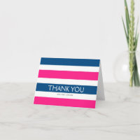 Einfach Streifen Vielen Dank Note Card / Navy Pink