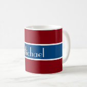 Einfach Stripes dunkelblau + Ihr Backgr. Name Kaffeetasse (VorderseiteRechts)