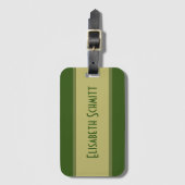 Einfach Stripes khaki grün + Ihr Backgr. Name Gepäckanhänger (Vorderseite Vertikal)
