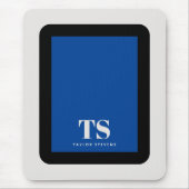 Einfach stylischer Monogram Farbblock Blau Mousepad (Vorne)