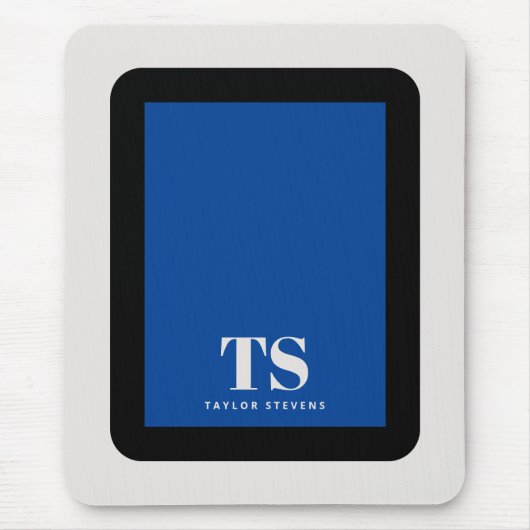 Einfach stylischer Monogram Farbblock Blau Mousepad (Vorne)