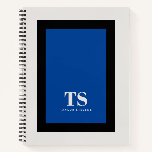 Einfach stylischer Monogram Farbblock Blau Notizblock (Vorderseite)