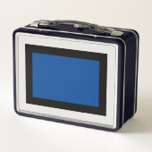 Einfach stylischer Monogram Farbblock Blau Schwarz Metall Brotdose (Rückseite)